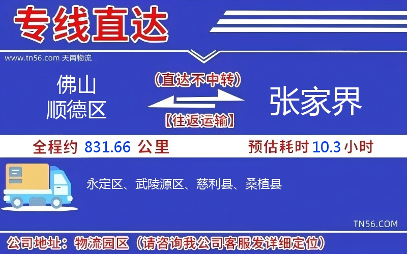 佛山順德區(qū)到張家界物流公司