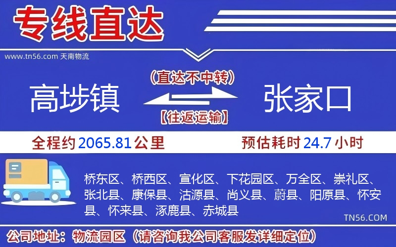高埗鎮(zhèn)到張家口物流公司