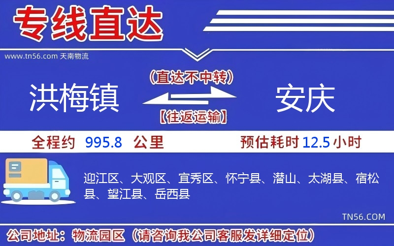 洪梅鎮(zhèn)到安慶物流公司