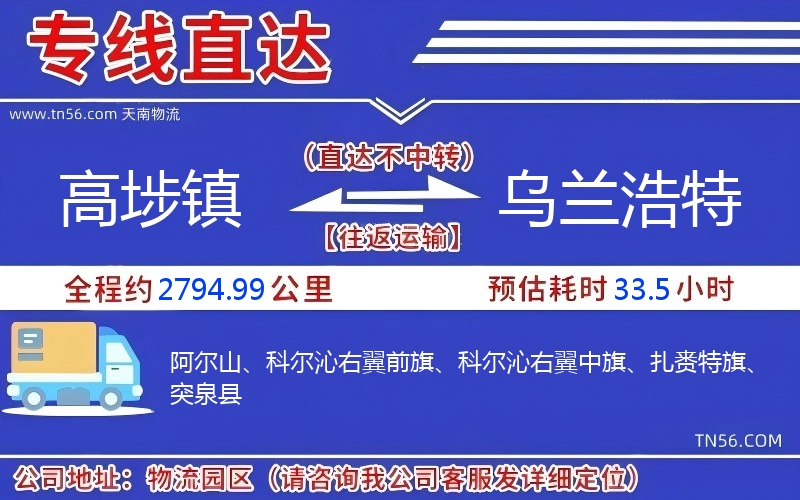 高埗鎮(zhèn)到烏蘭浩特物流公司