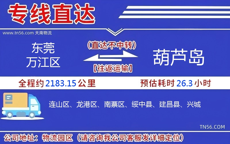 東莞萬江區(qū)到葫蘆島物流公司