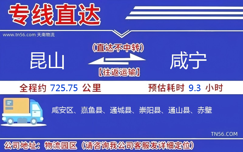 昆山到咸寧物流公司